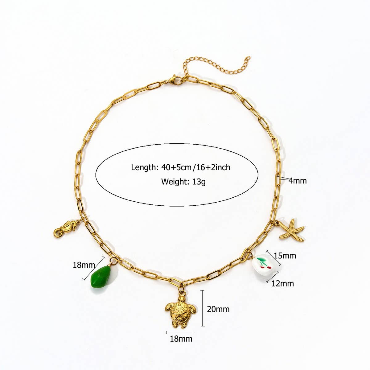 Ocean Style Steel Necklace with Turtle & Seahorse_CWMM8849