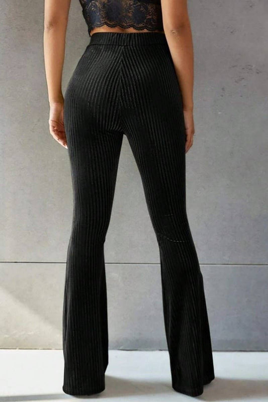 CWBLP1462_SOLID COLOR HIGH WAIST CORDUROY FLARED PANTS
