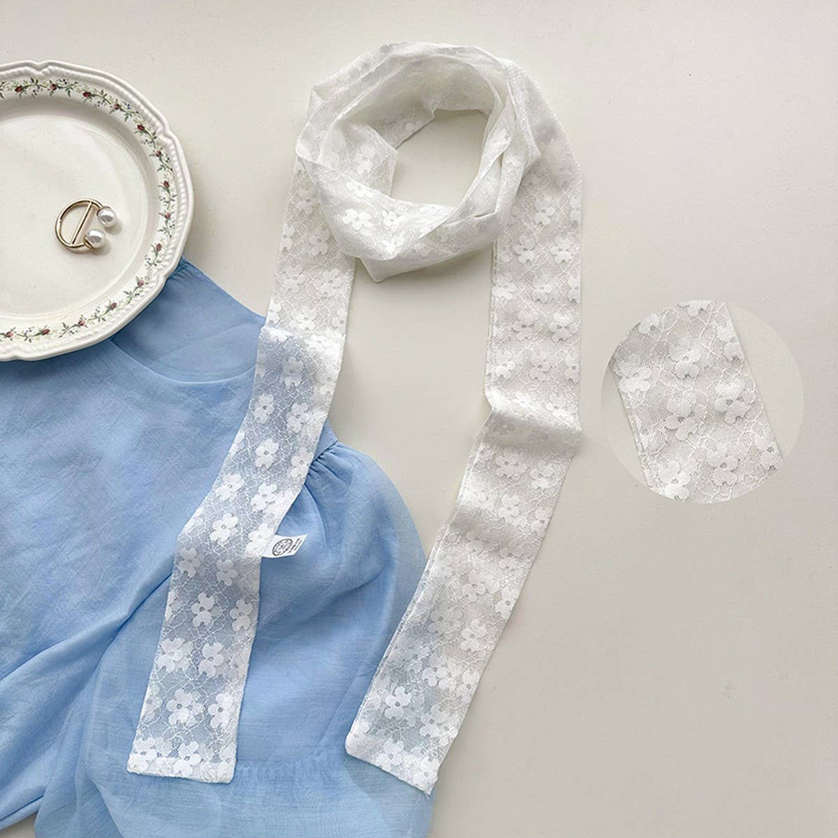 Lace Long Scarf-Elegant Neck & Hair Tie for Women