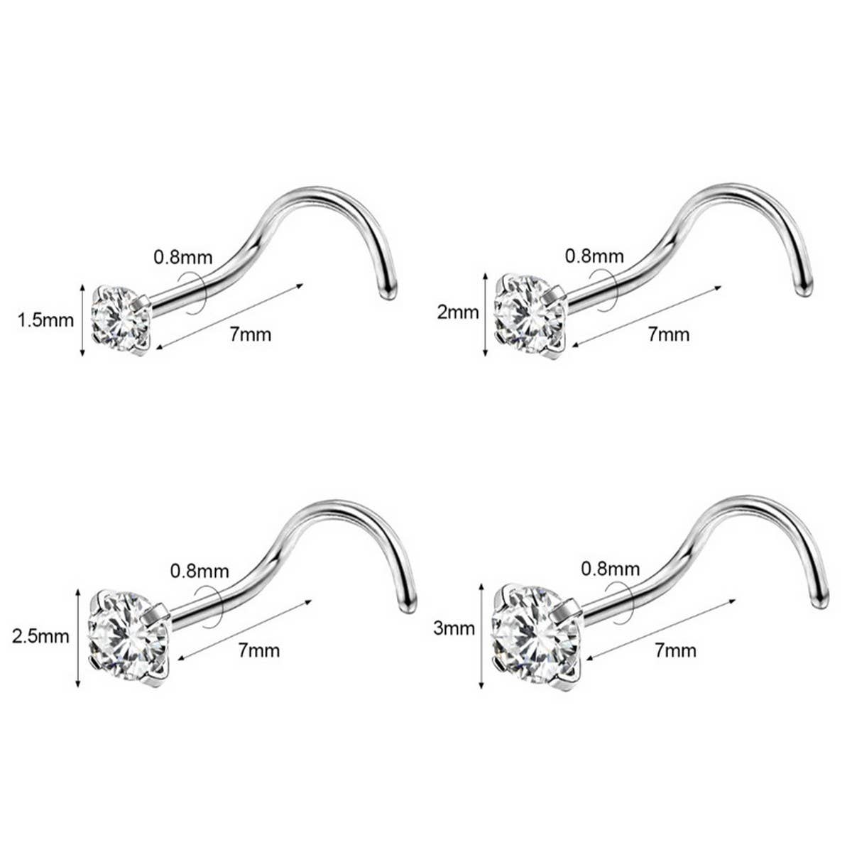 Steel Nose Stud with 5A Zircon on  Straight Bar_CWMM9600