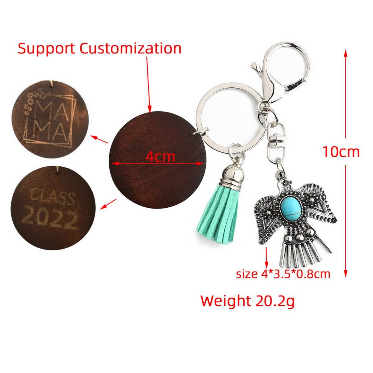 Boho Western Eagle Keychain with Alloy Pendant_CWAB5086