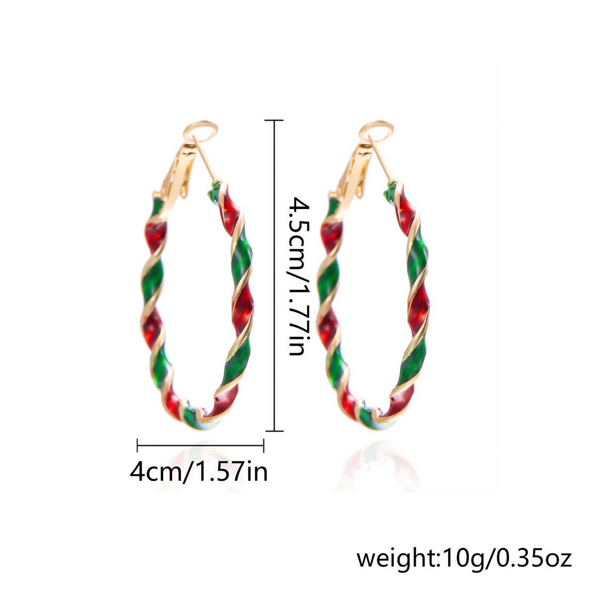CWAJE2513_CHRISTMAS COLORFUL SPIRAL GEOMETRIC HOOP EARRINGS