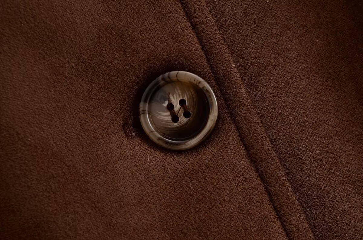 Suede lapel single breasted loose jacket