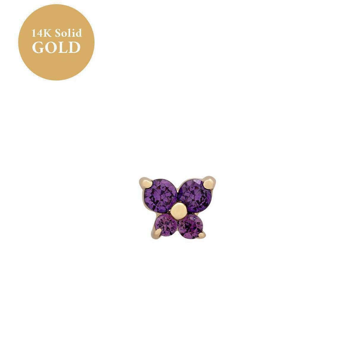 December Birthstone Butterfly Stud Cuff Earrings
