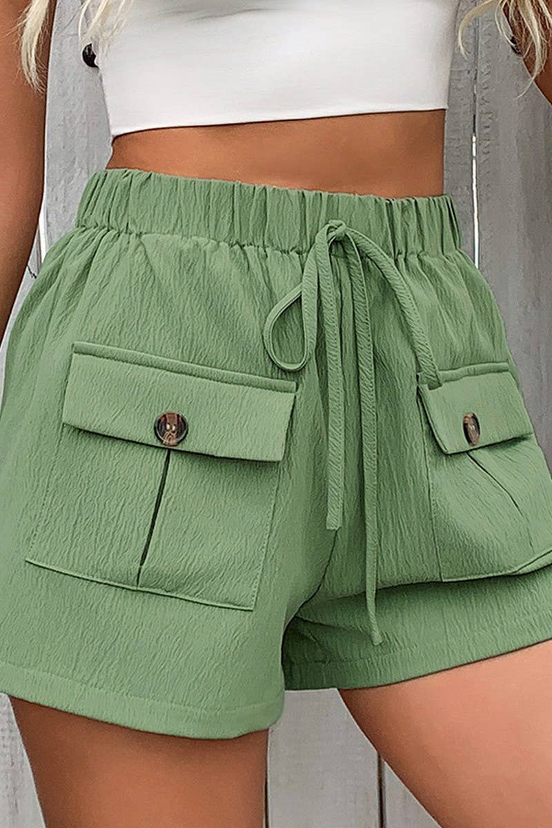 CWBSP0311_DOUBLE POCKET ELASTIC WAIST SHORTS