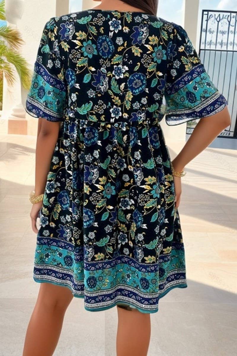 CWDSD8230_SPRING AND SUMMER LEISURE RESORT PRINT DRESS