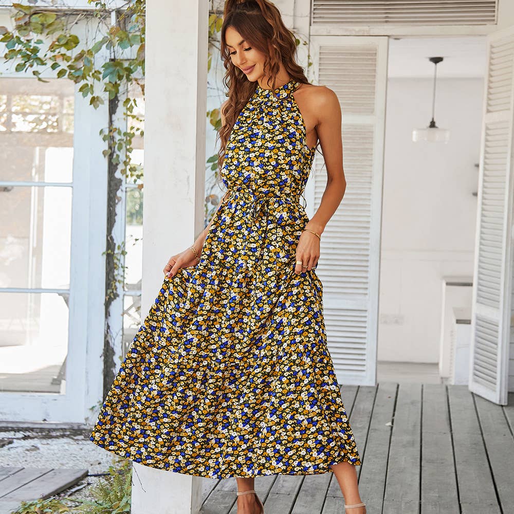 NECKLINE FLORAL HEMLINE DRESS