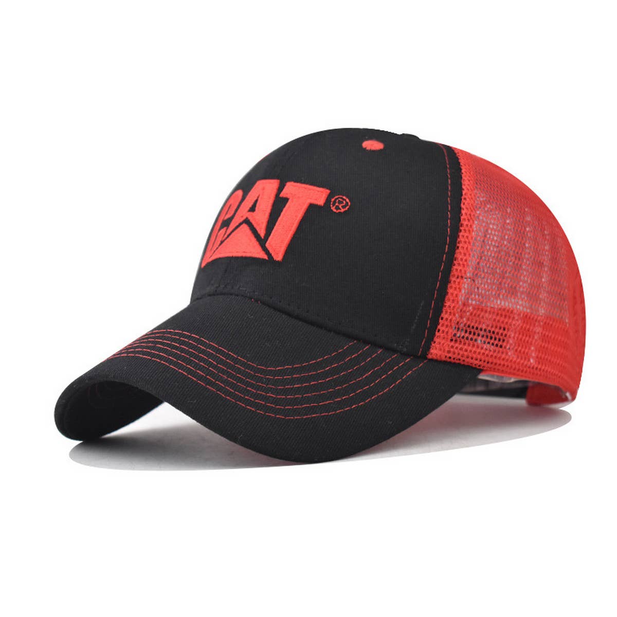COTTON NEW CAT LETTER EMBROIDERED TRUCKER HAT_CWAH1366