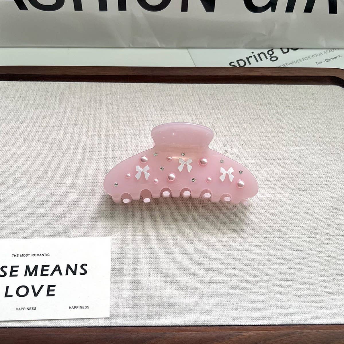 Pink Bow Acetate Claw Clip ??Cute & Elegant Style_CWAHA5708