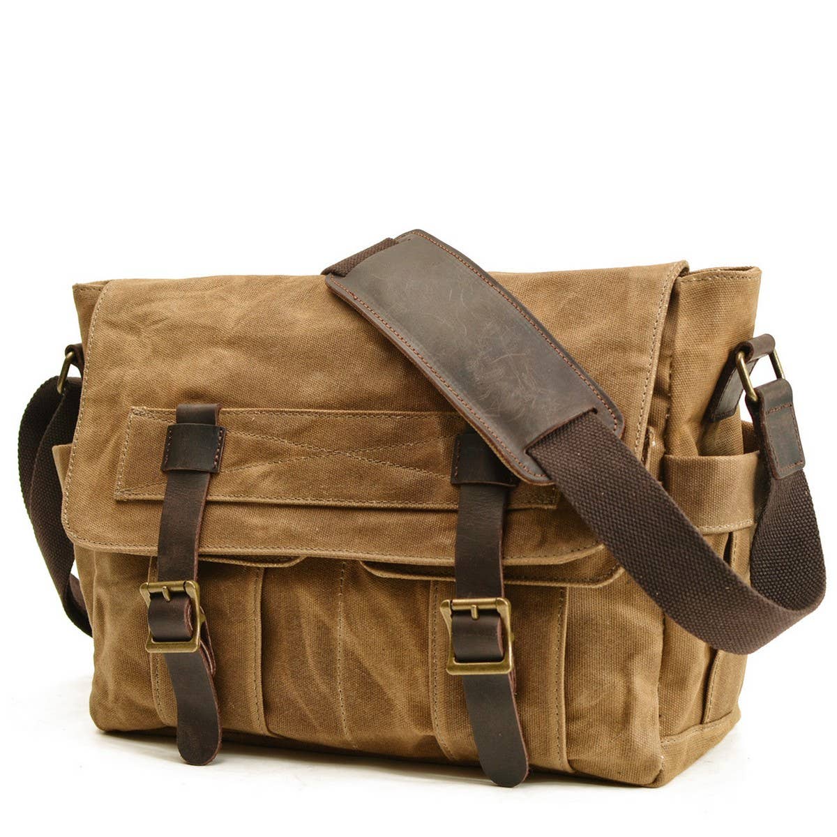 New Waxed Canvas & Leather Satchel for Men_CWAB5561