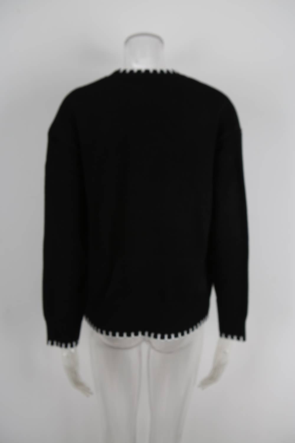 Lemon jacquard round-neck long-sleeved sweater