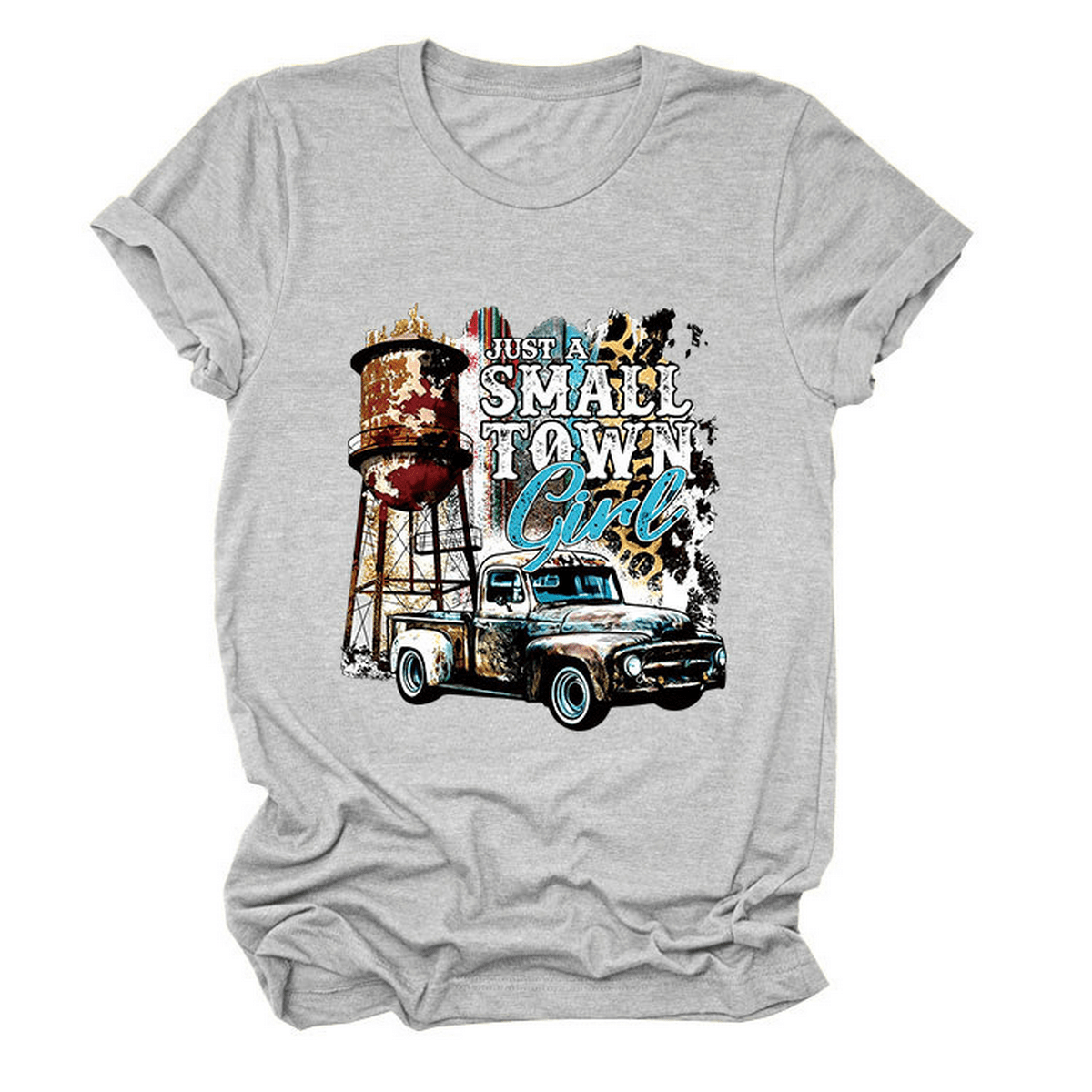 Just a Small Town Girl Print T-Shirt ??Loose Fit_CWTTS1525