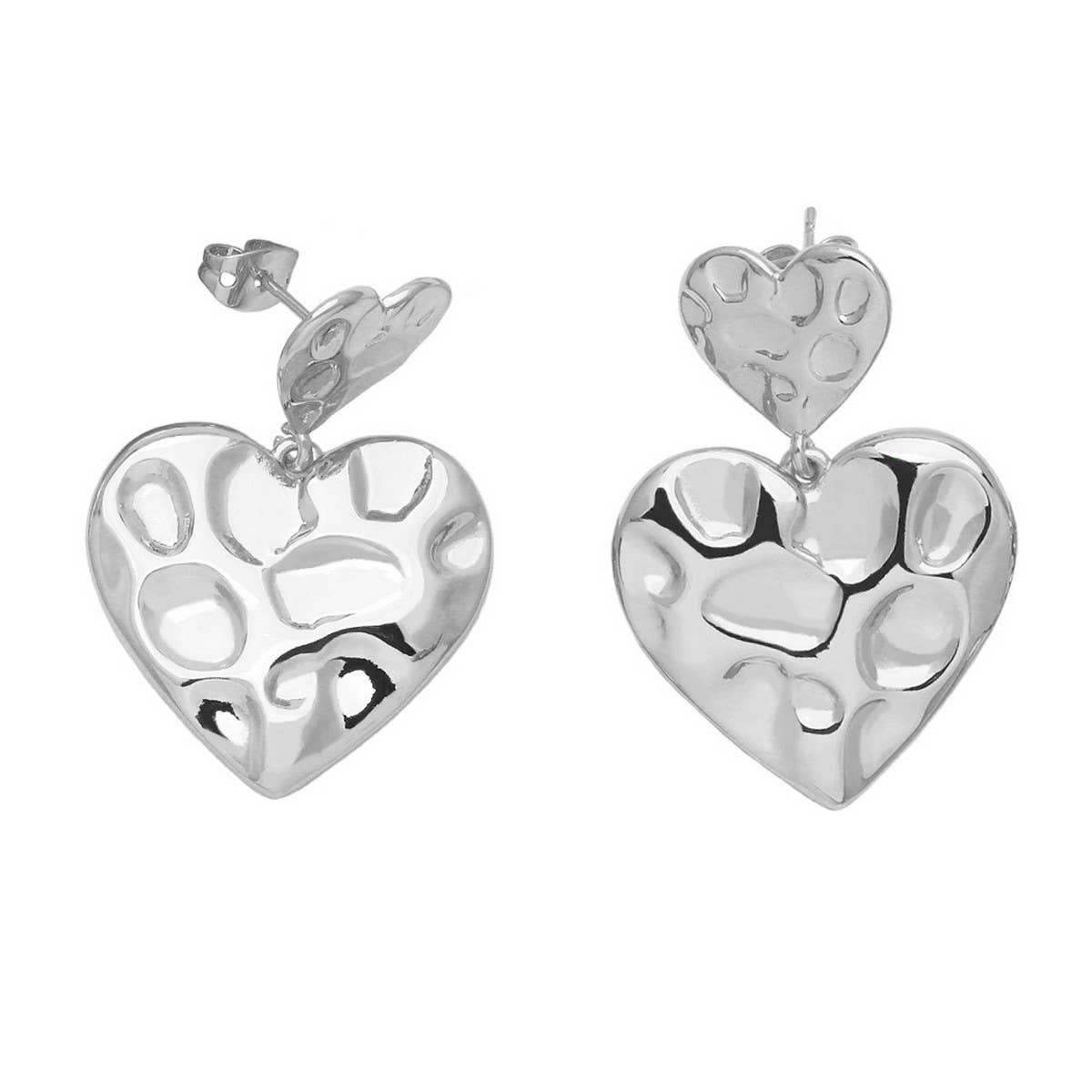 IRREGULAR GOLD PLATED HEART SHAPED PENDANT EARRING