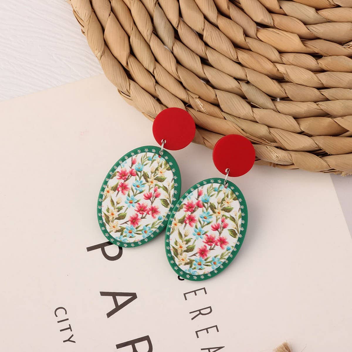 SWEET GIRL COLORFUL FLOWER ACRYLIC EARRINGS
