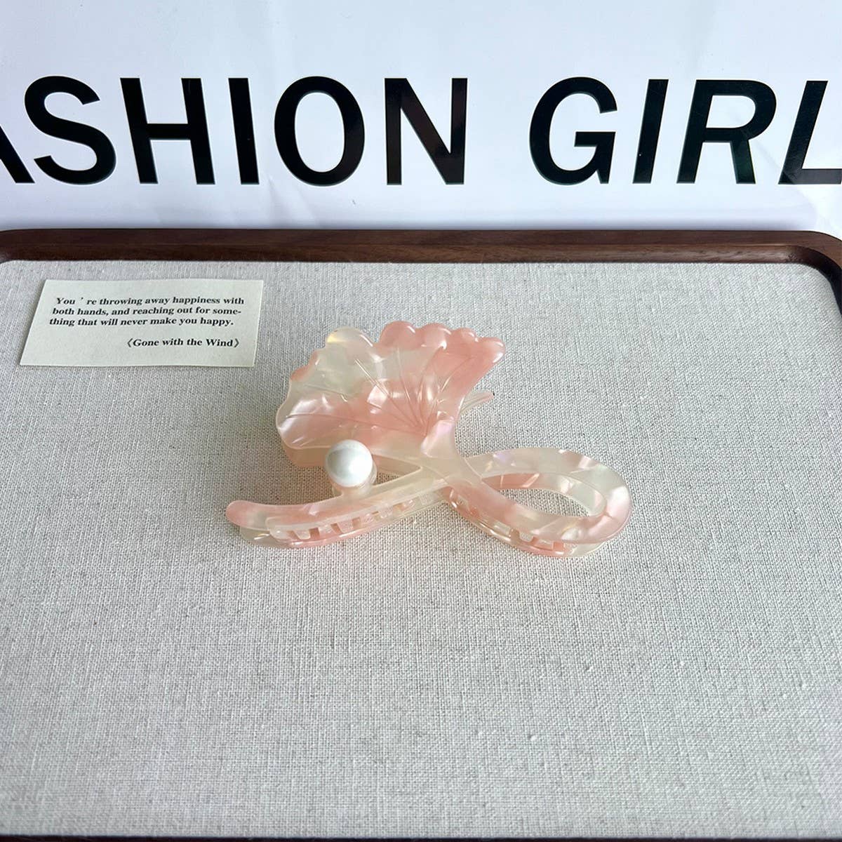Ginkgo Leaf Pearl Acetate Hair Claw Clip for Women