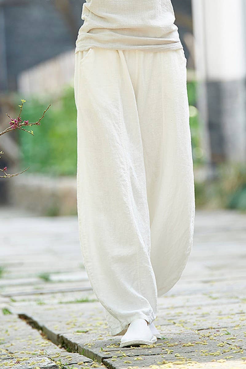 CWBLP1375_COTTON AND LINEN WASHED LOOSE CASUAL BLOOMERS