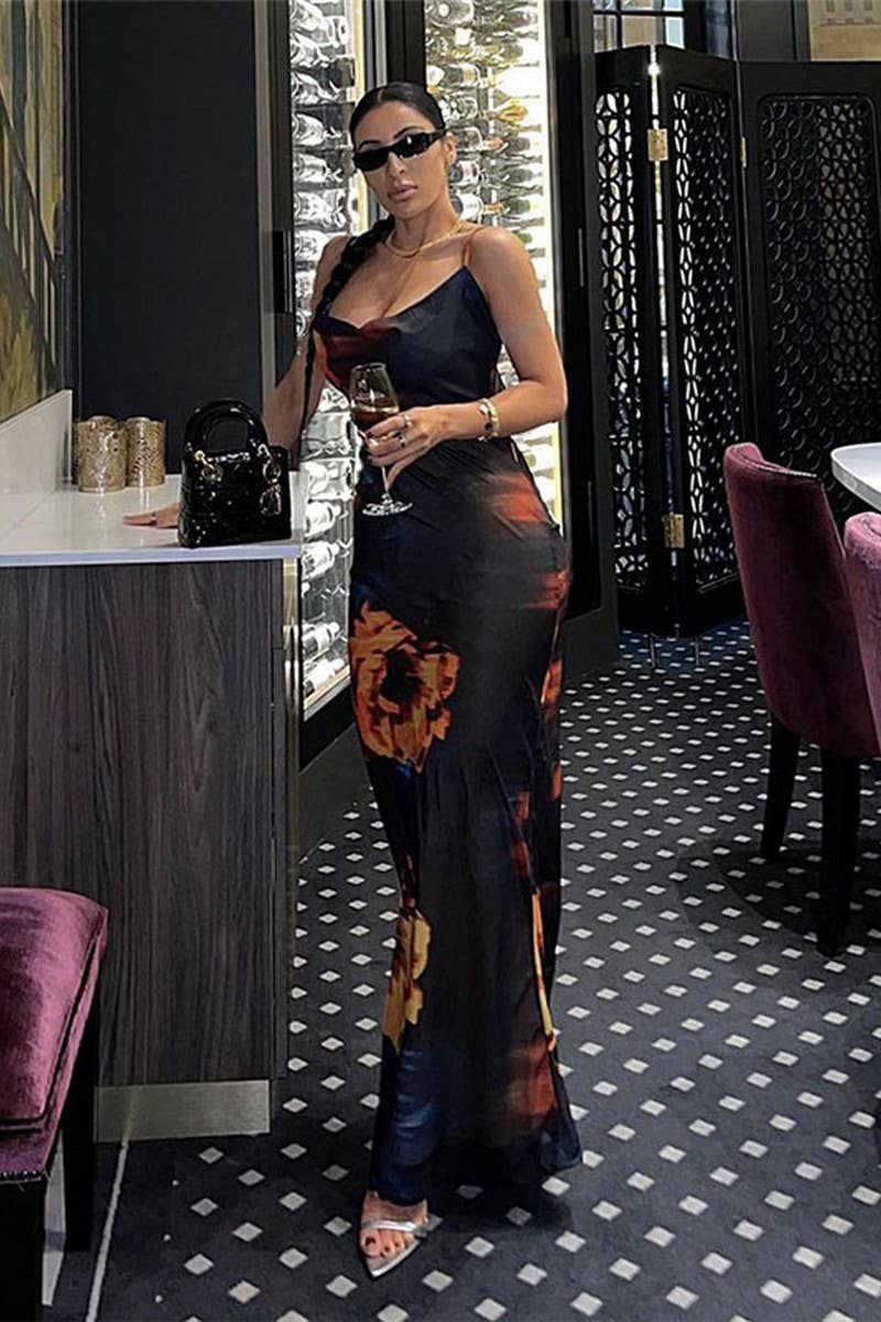 CWDMD4139_PRINTED HIP-HUGGING SLIM SLING DRESS