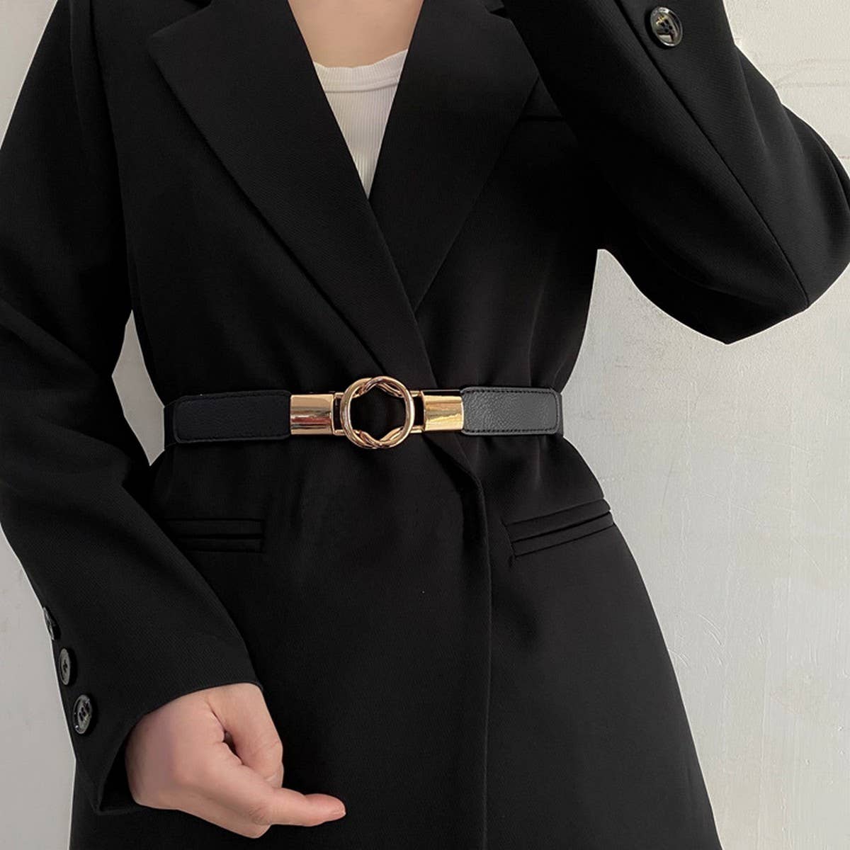 DOUBLE BUCKLE ELASTIC FASHIONABLE WAIST BELT_CWABE0652