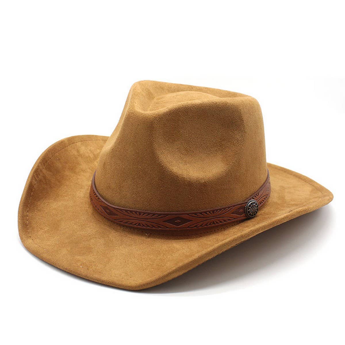 UNISEX ROLLED BRIM JAZZ HAT SIMPLE SUEDE ETHNIC HAT_CWAH2501