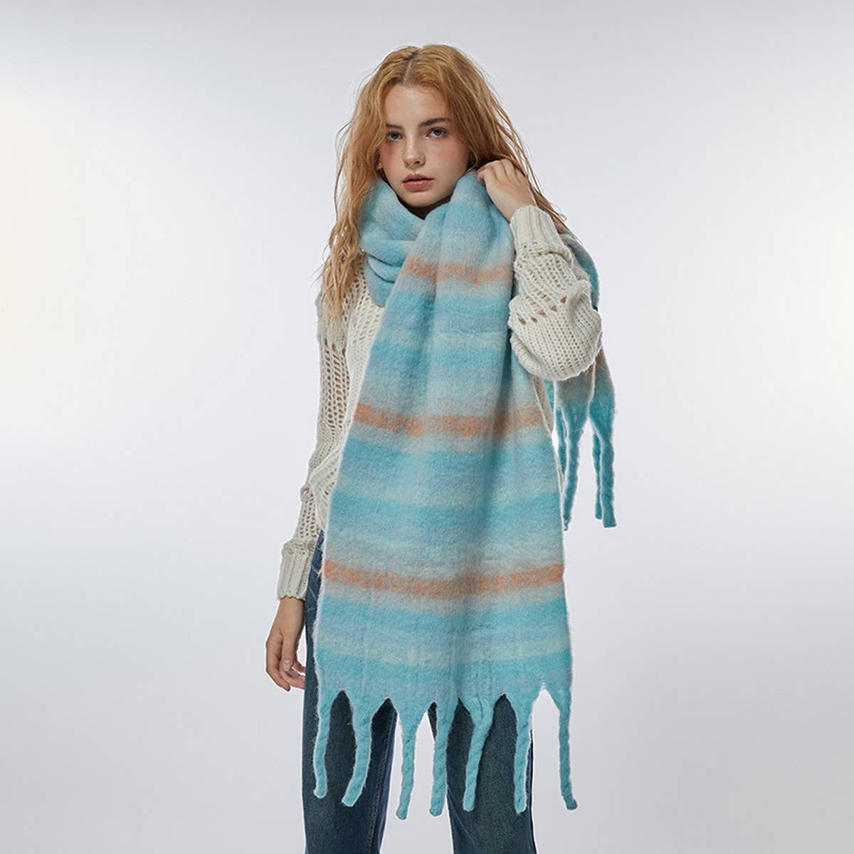 Purple Stripe Scarf - Soft Warm Wrap for Students_CWASC2374