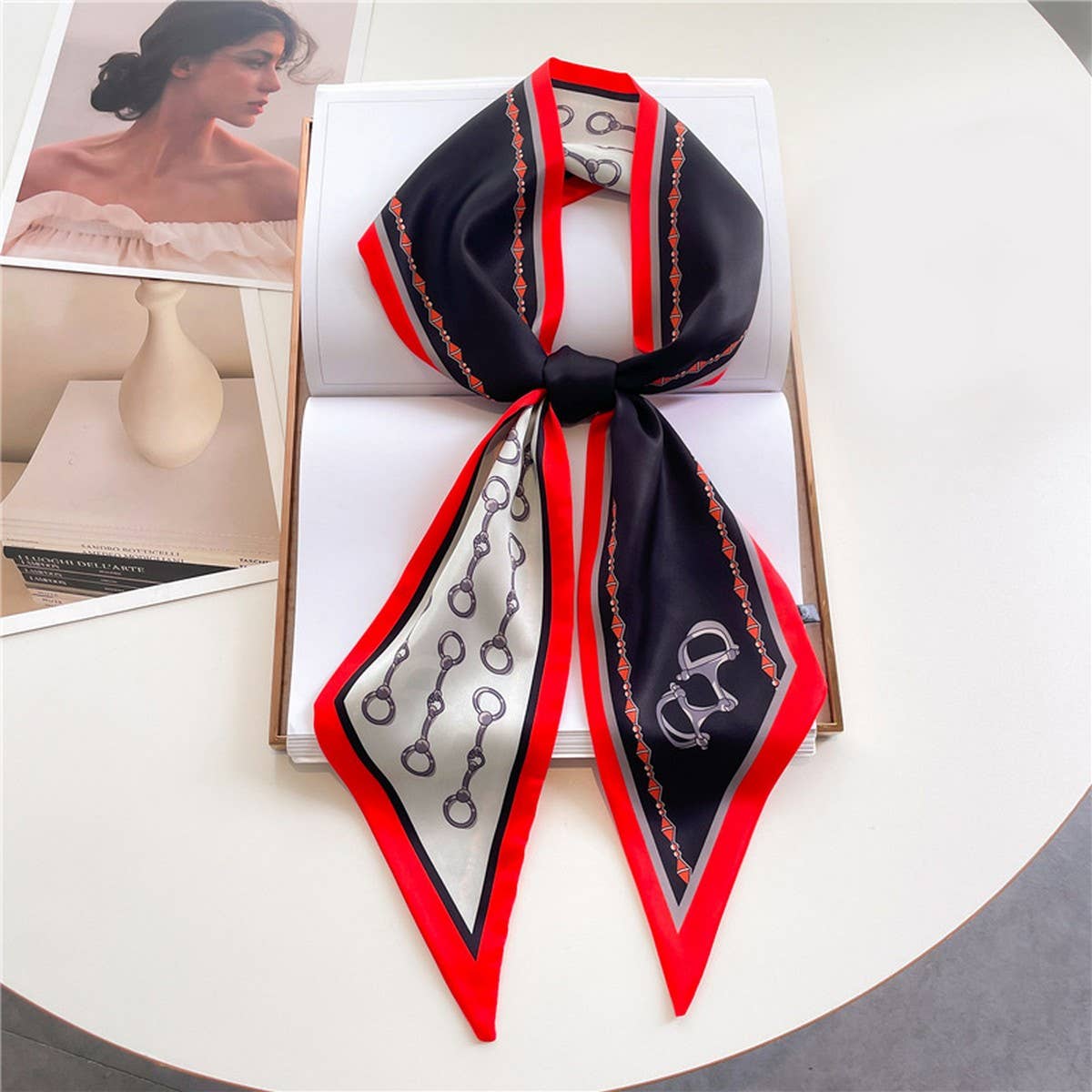 FASHIONABLE DOUBLE-LAYER RIBBON ANGLED HEAD SCARF