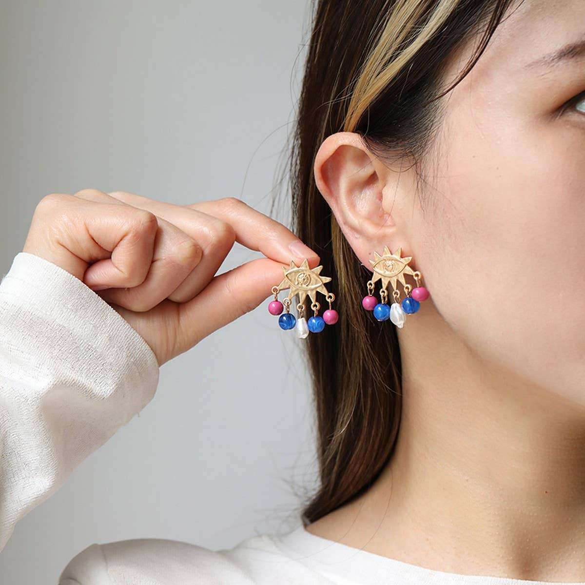 WOMEN'S VINTAGE EVIL EYE NECKLACE AND EARRINGS SET