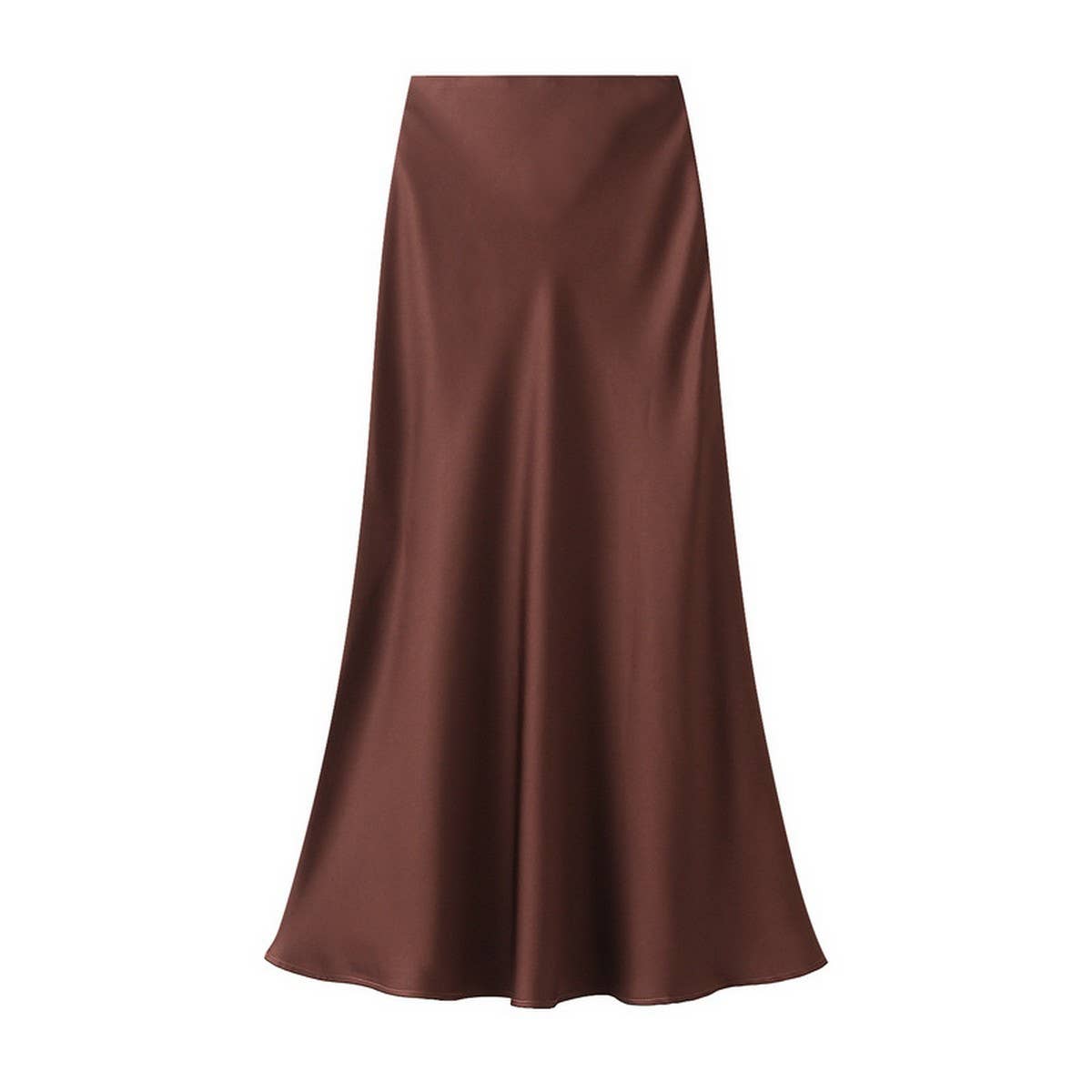 Silky High-Waist Fishtail Bodycon Midi Skirt