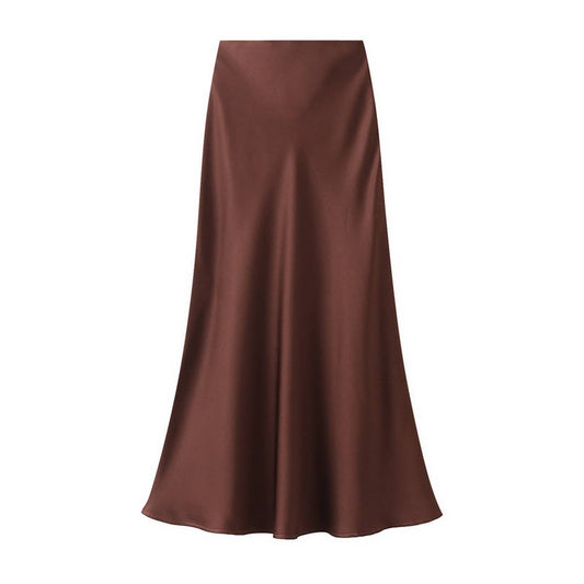Silky High-Waist Fishtail Bodycon Midi Skirt