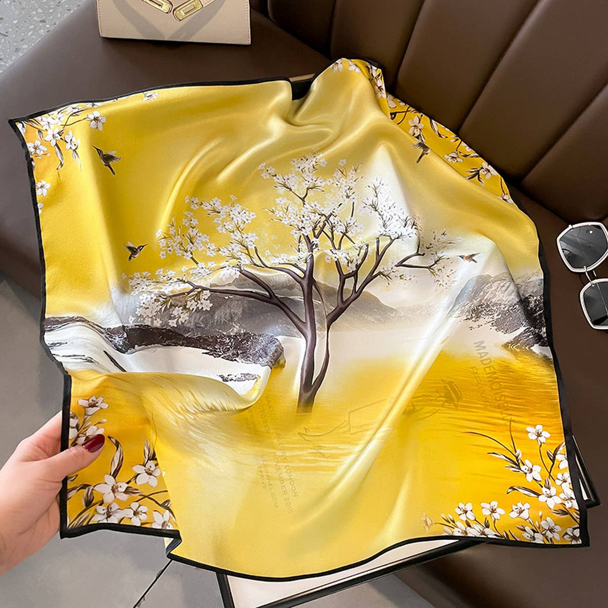 Camellia Silk Scarf - French Retro Square Wrap_CWASC0618