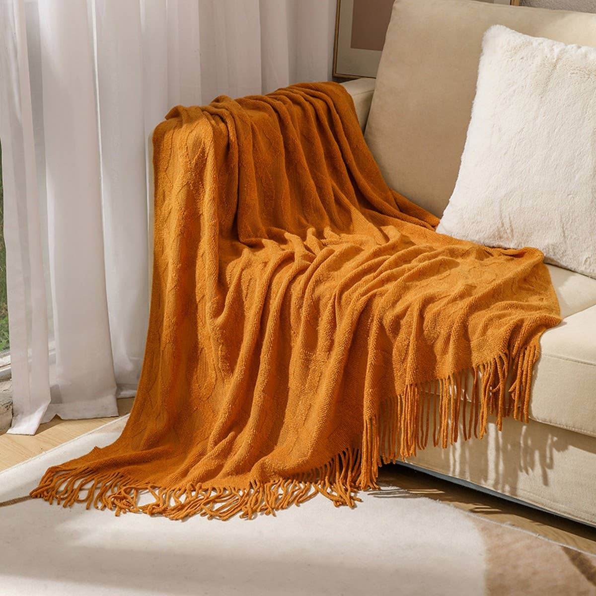 SOFT WARM AND COMFORTABLE TASSEL SOFA BLANKET_CWMM0215