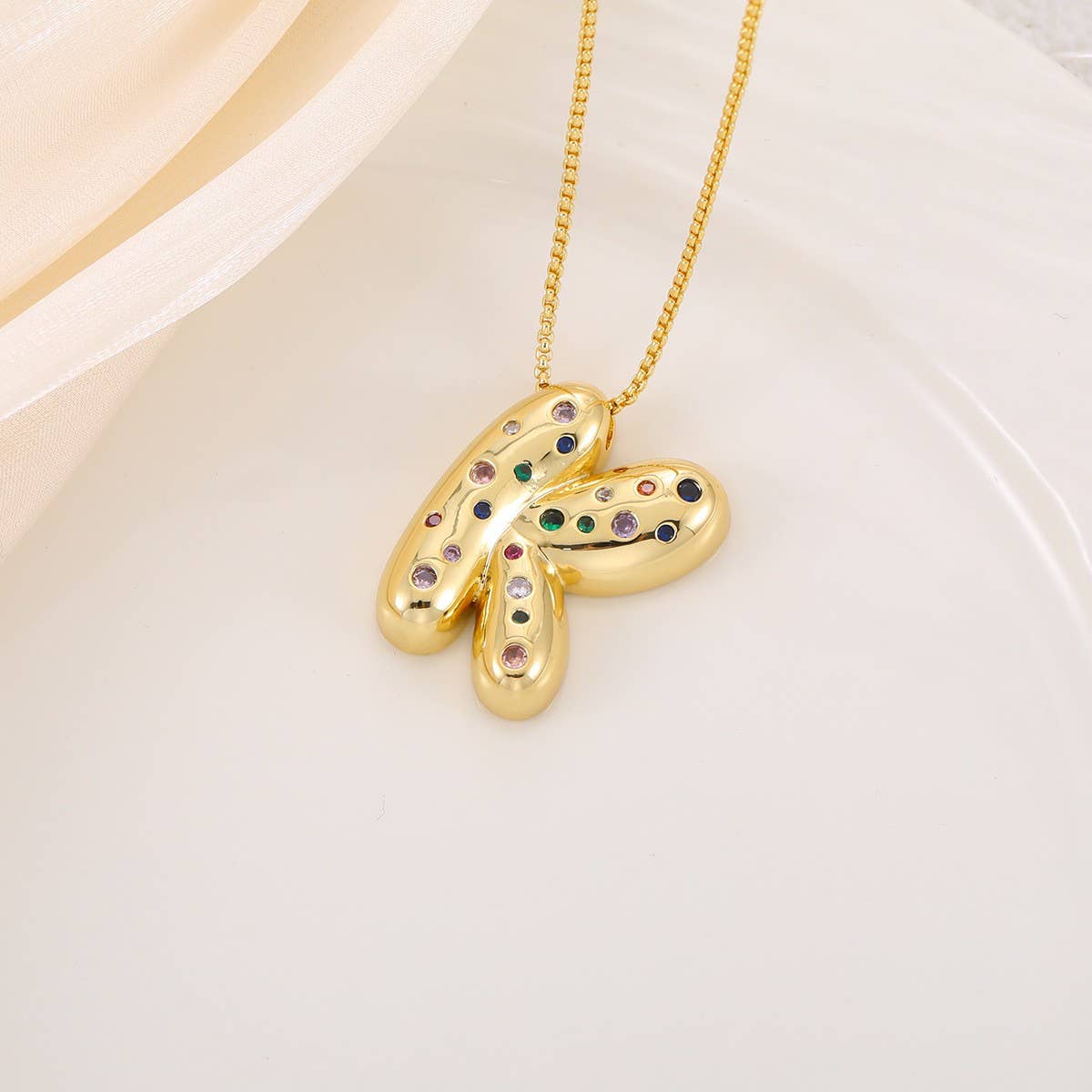 Creative Glossy Colorful Letter Pendant Necklace