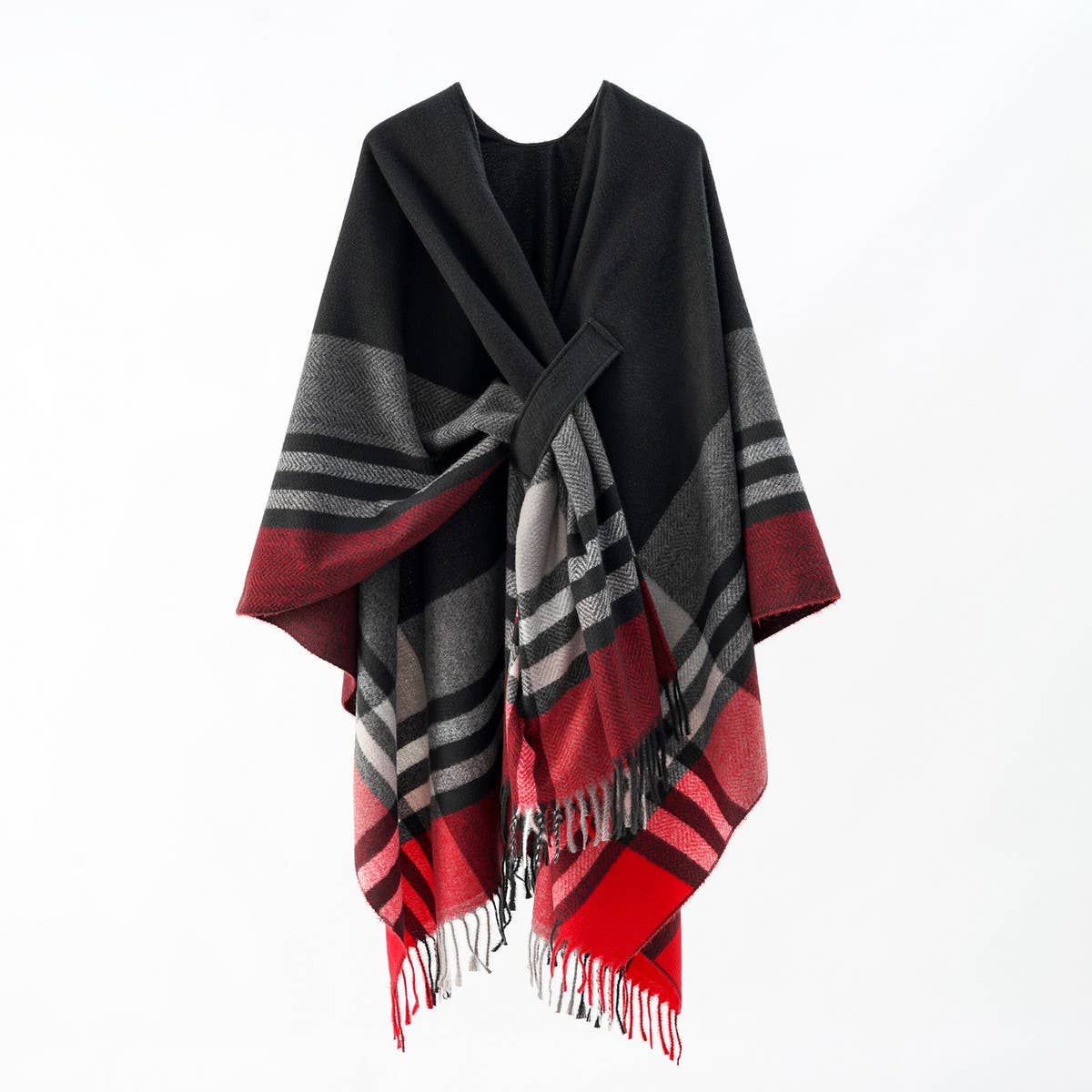 NEW KNITTED TASSEL DOUBLE-SIDED PLAID SHAWL