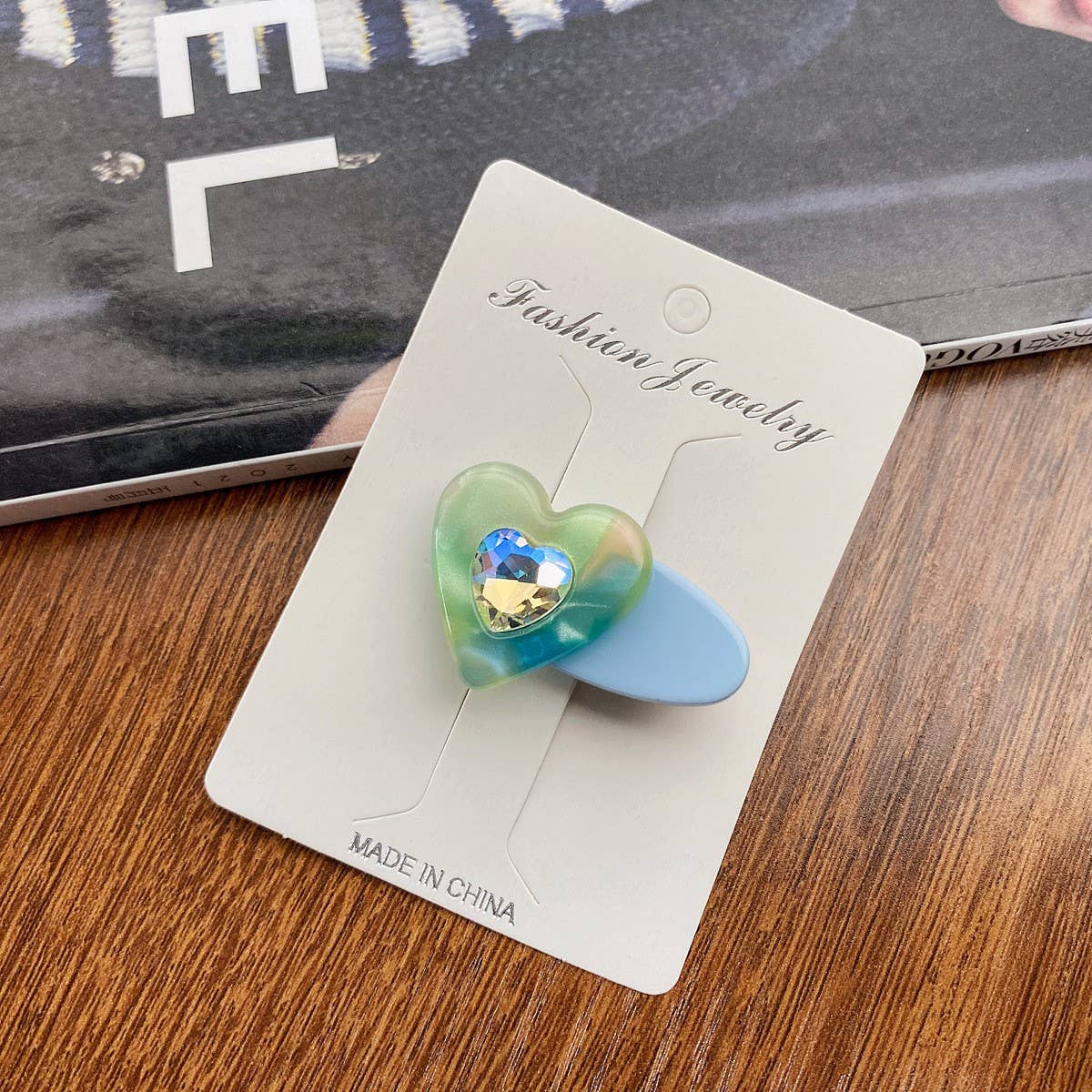 Children's cute heart-shaped diamond hairpin_CWAHA0730