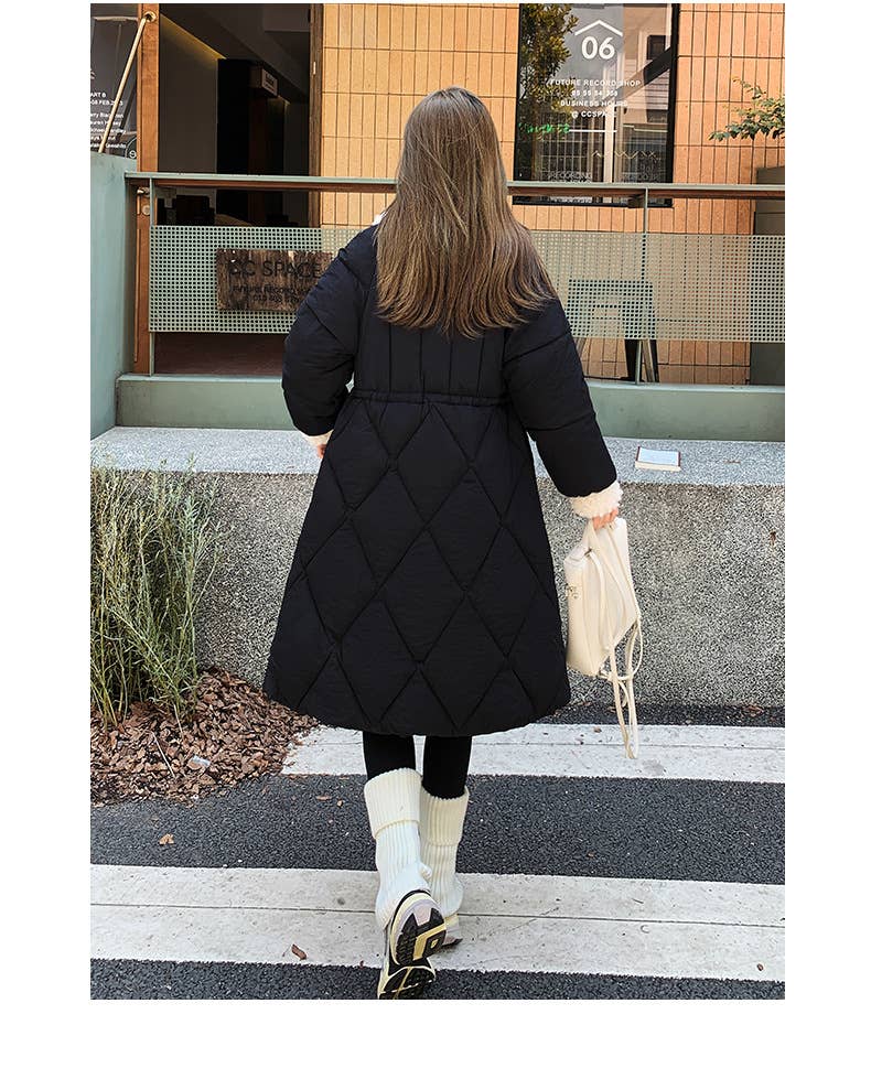 Long single breasted cotton-padded jacket