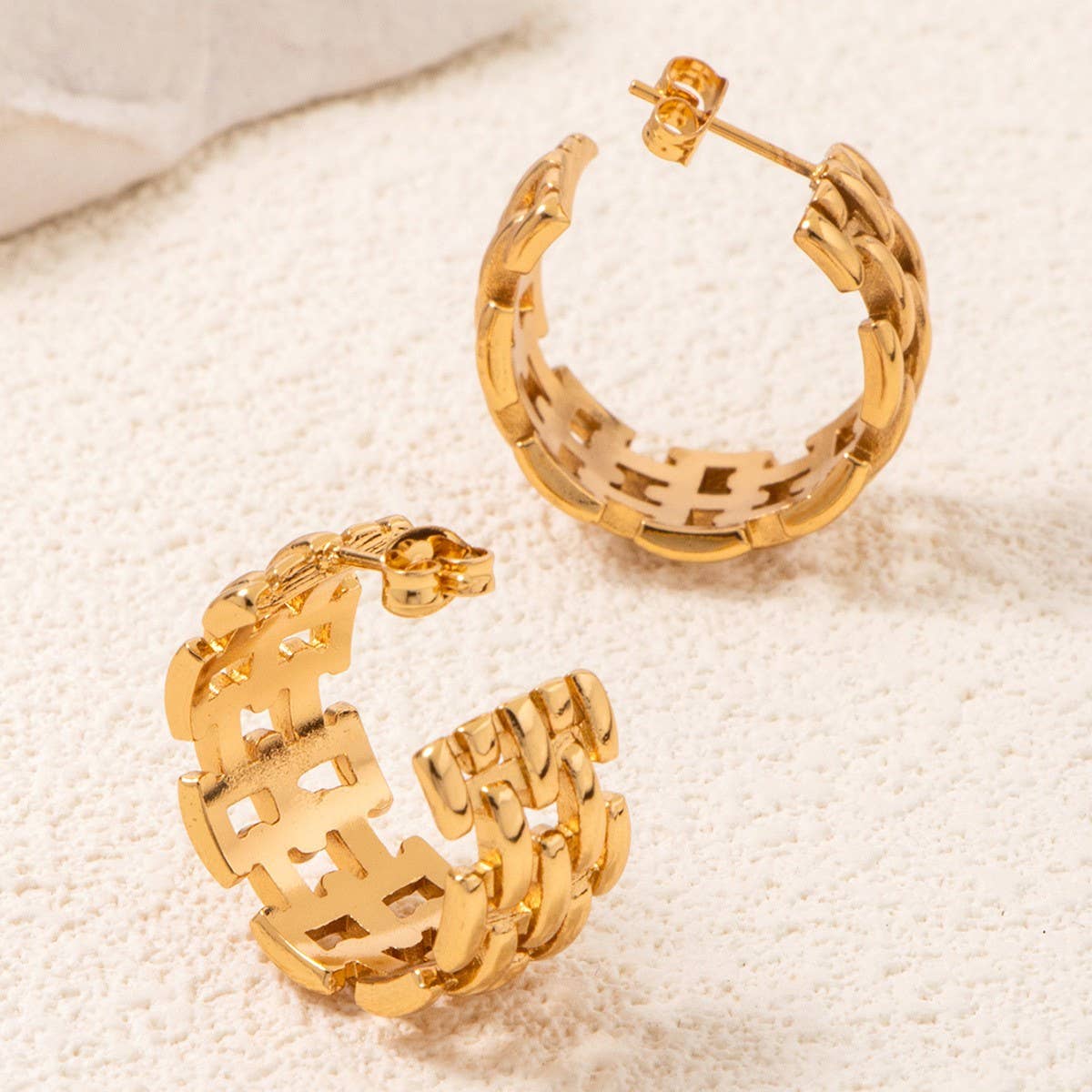 RETRO SIMPLE DESIGN STAINLESS STEEL EARRINGS_CWMM3600