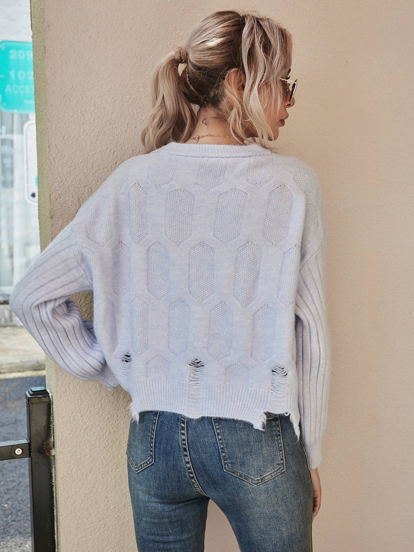 CWOSWL1155_Long Sleeve Round Neck Pullover Sweater