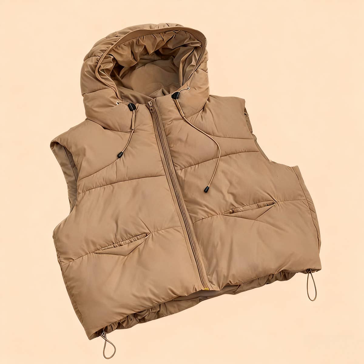 Hooded short thickening cotton-padded vest