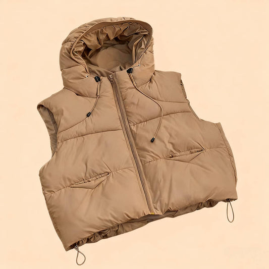Hooded short thickening cotton-padded vest