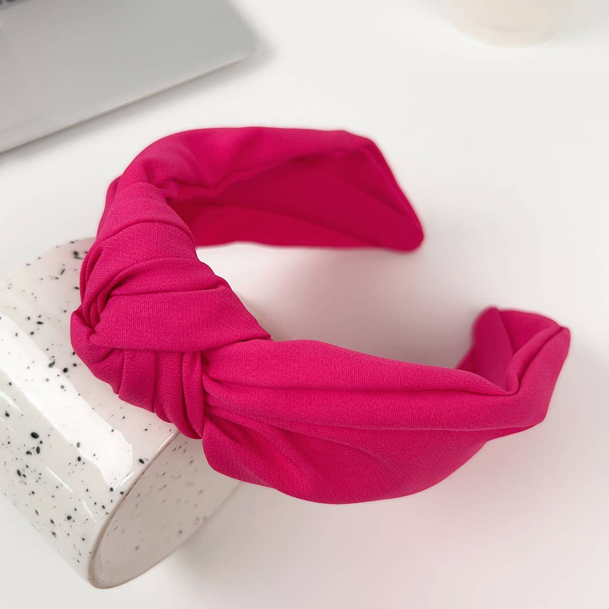 Wide-edge solid-color fabric cross knot headband