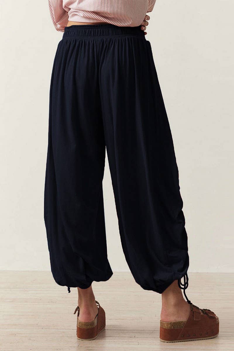 CWBLP2169_DRAWSTRING TIE WAIST LANTERN JOGGER PANTS