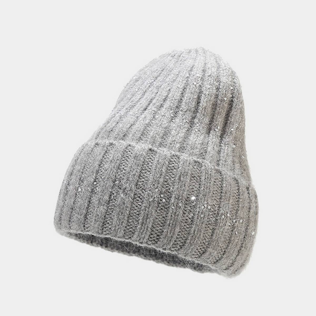 OUTDOOR COLD-PROOF CURLED SEQUINED KNITTED HAT_CWAH1604