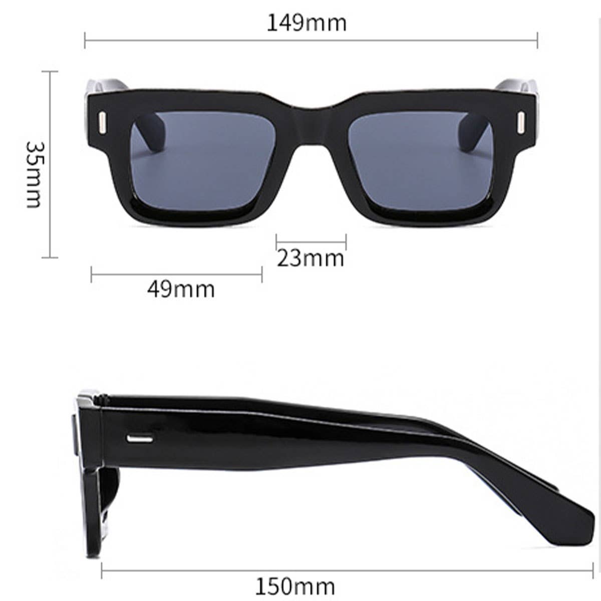 Versatile Studded Square Sunglasses Unisex