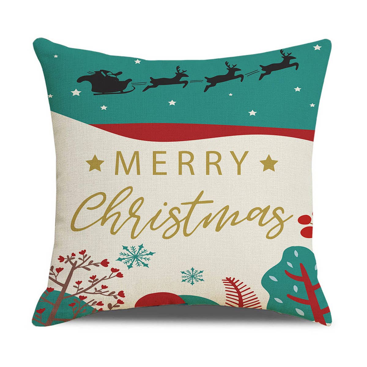 CHRISTMAS TREE CARTOON PRINT PILLOWCASE