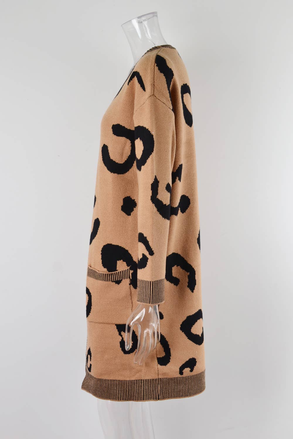 LEOPARD PRINT SWEATER LONG CARDIGAN FASHION COAT