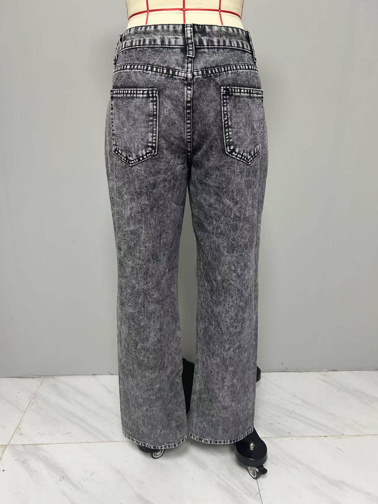 STYLISH RETRO STRAIGHT-LEG BAGGY DENIM PANTS