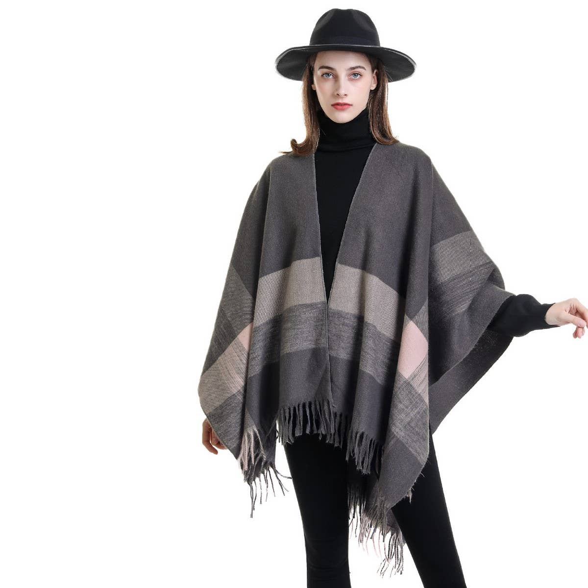 FASHIONABLE WARM STRIPED COLOR MATCHING SHAWL