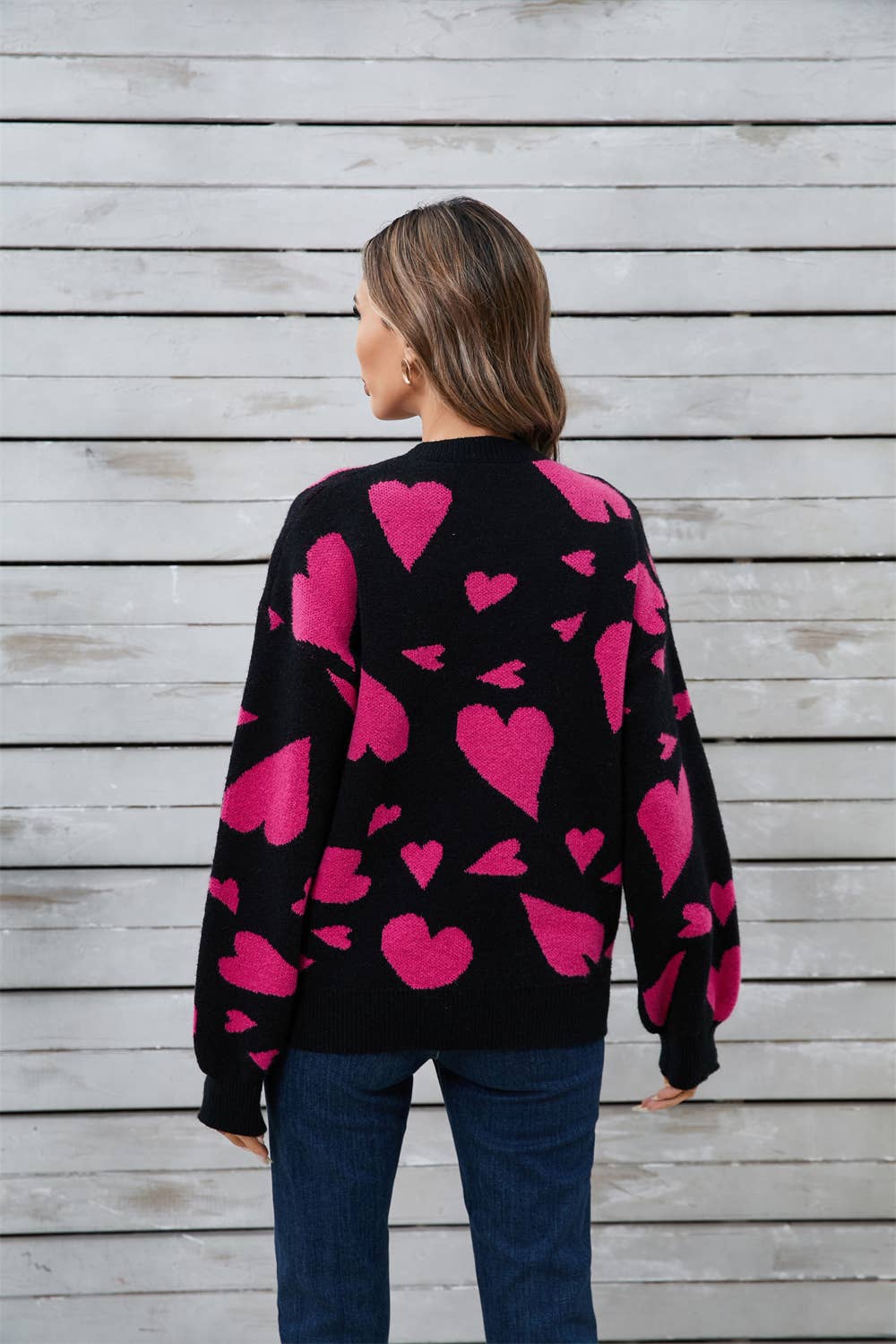 VALENTINE'S DAY MATCHING HEART JACQUARD SWEATER