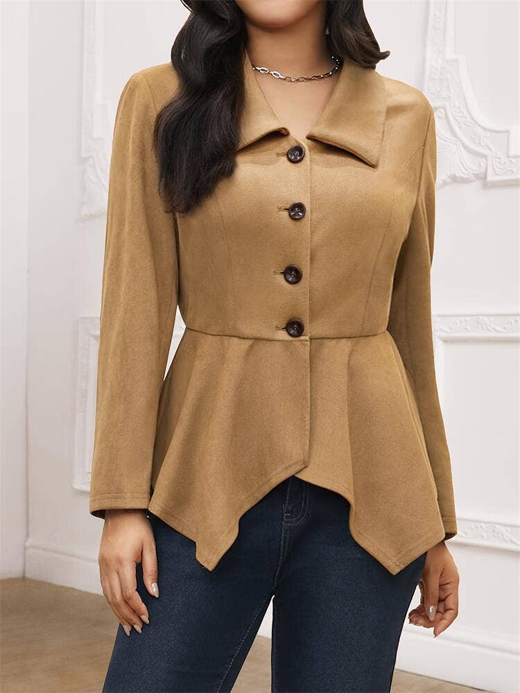 SUEDE LONG-SLEEVED JACKET WITH IRREGULAR LAPELS