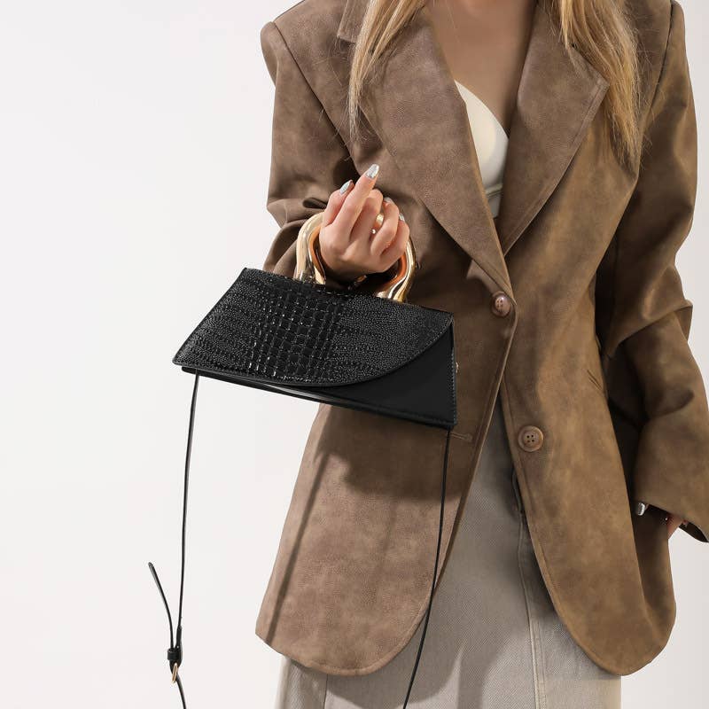 Stone-patterned retro crossbody small square bag