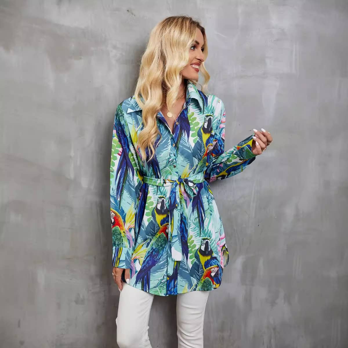 FASHION CASUAL PRINTED SHIRT LONG SLEEVE TOP
